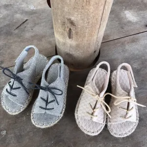 Linen Herringbone Sandals, 2 Colours