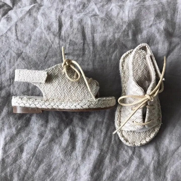 Linen Herringbone Sandals, 2 Colours