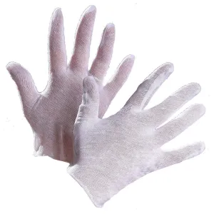 Lisle White Cotton Inspector's Gloves, Slip On