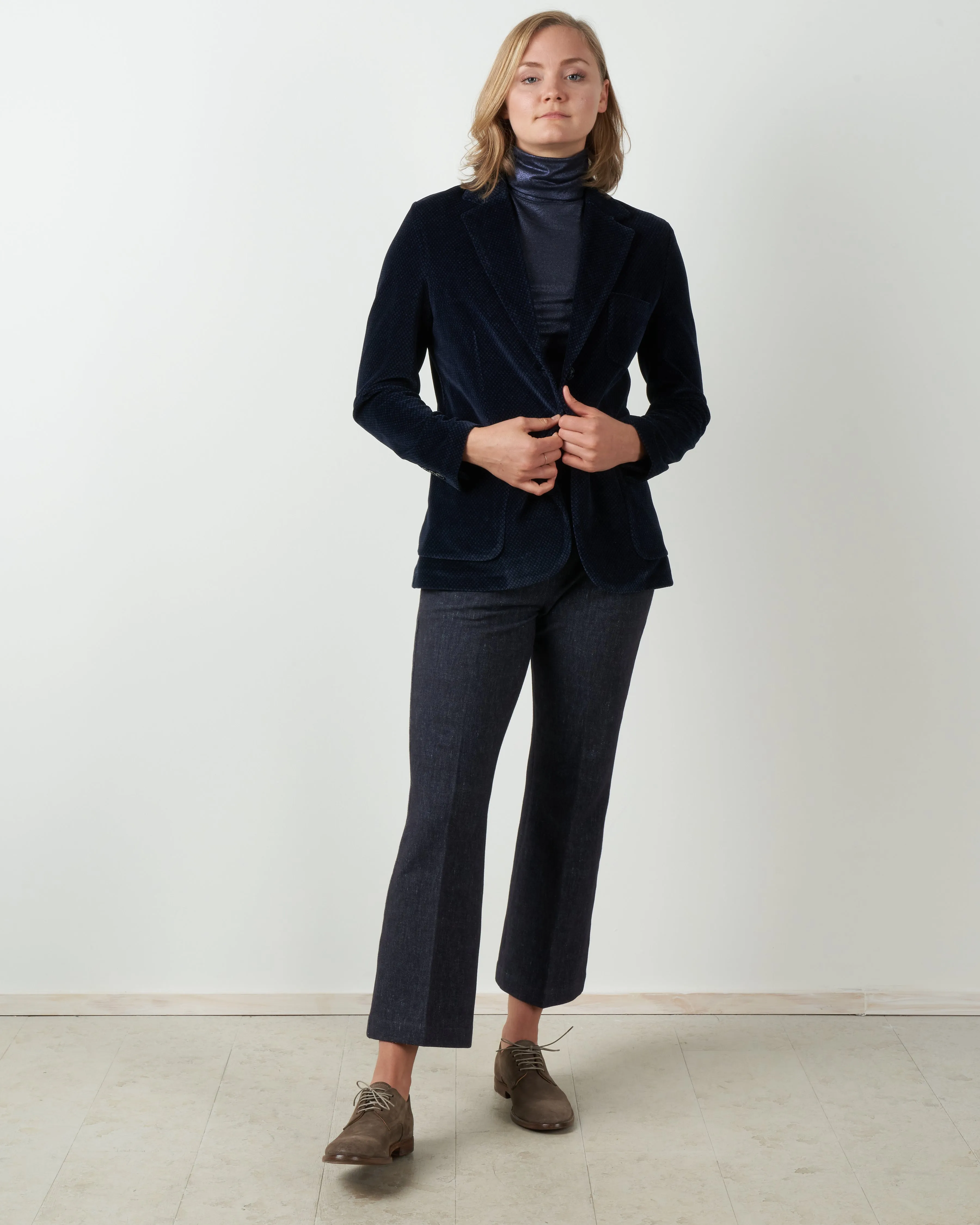 long velvet jacket - blue notte