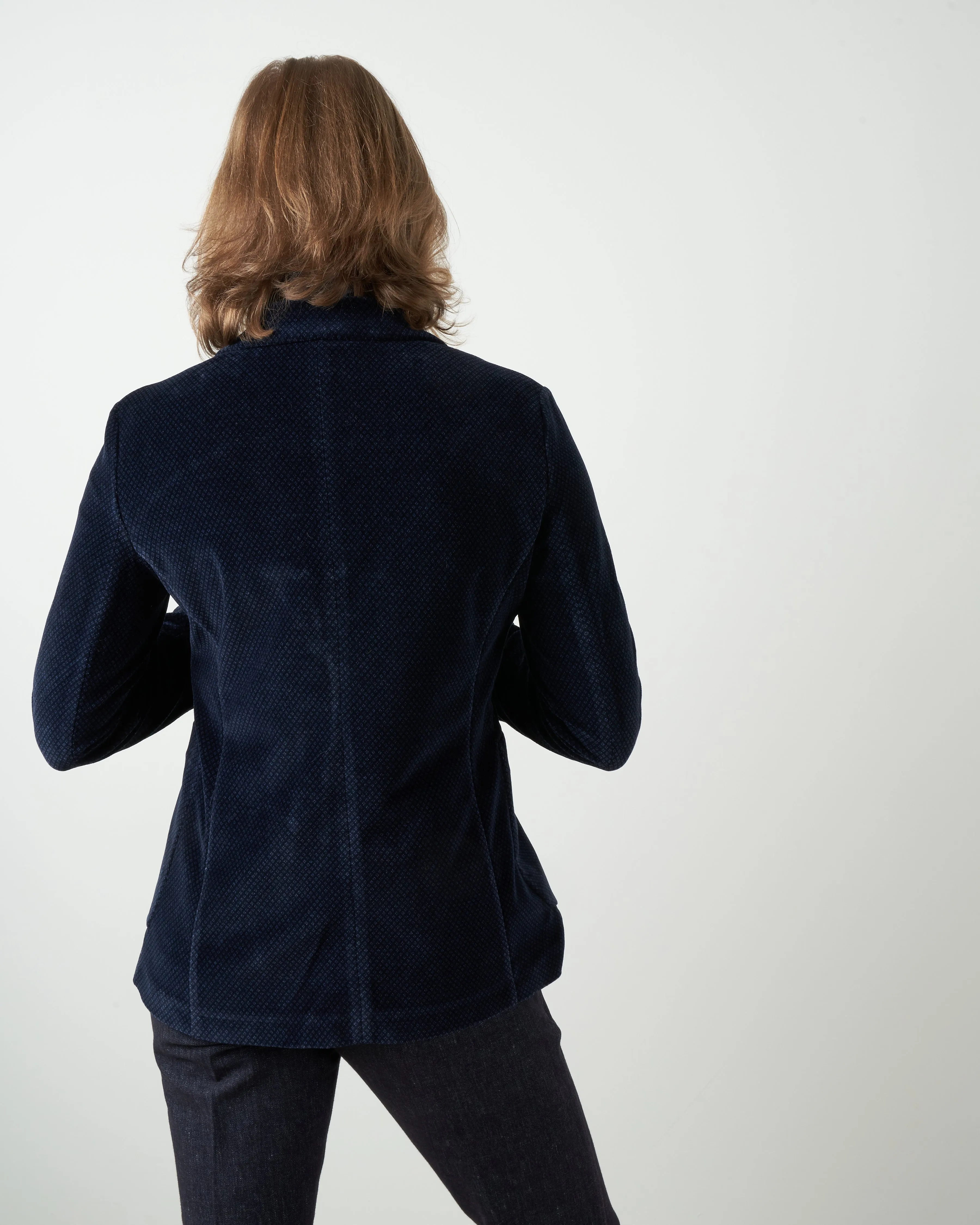 long velvet jacket - blue notte