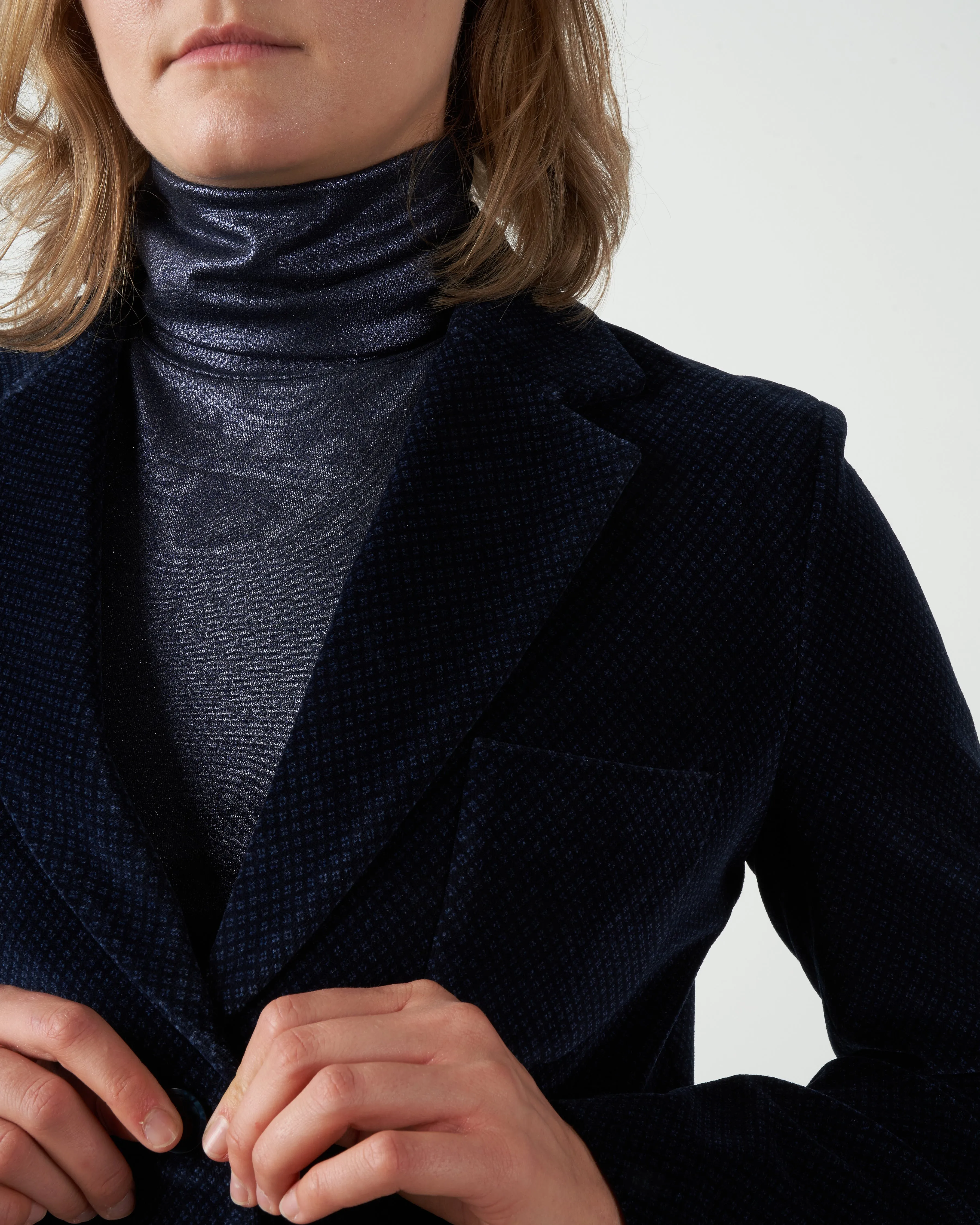 long velvet jacket - blue notte