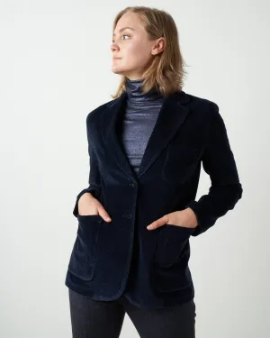 long velvet jacket - blue notte