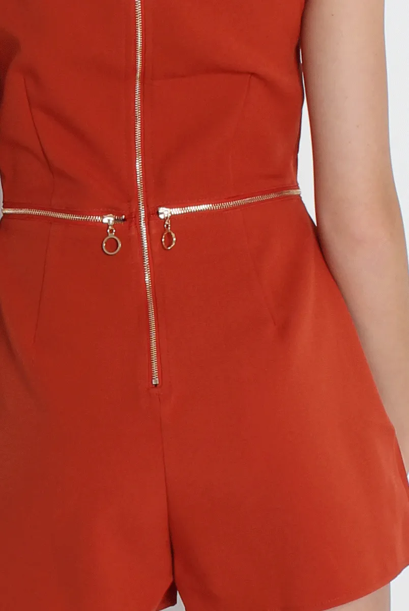 Matilda Rust High Neck Playsuit