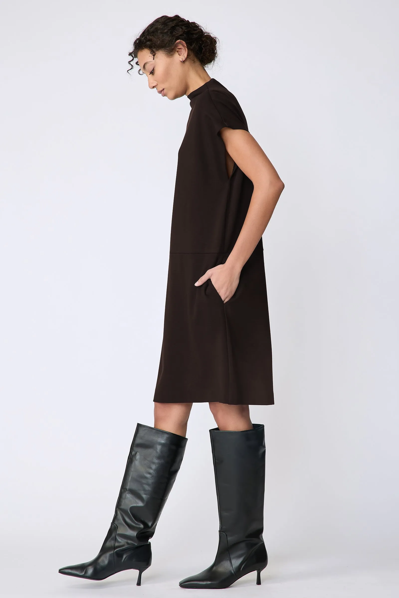 Maya Funnelneck Dress - Espresso