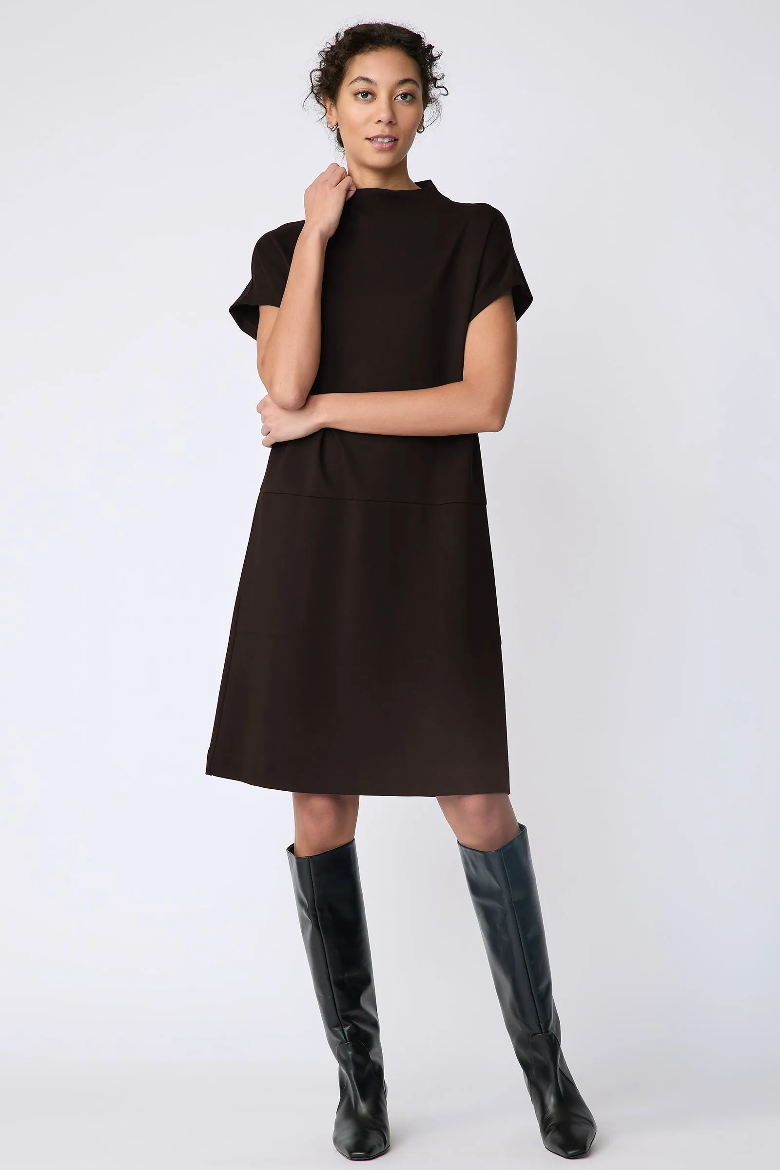 Maya Funnelneck Dress - Espresso
