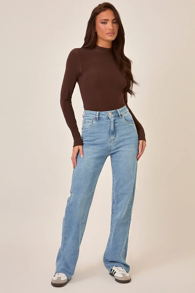 Mid Blue Stretch Frayed Hem Jeans - Scarlett