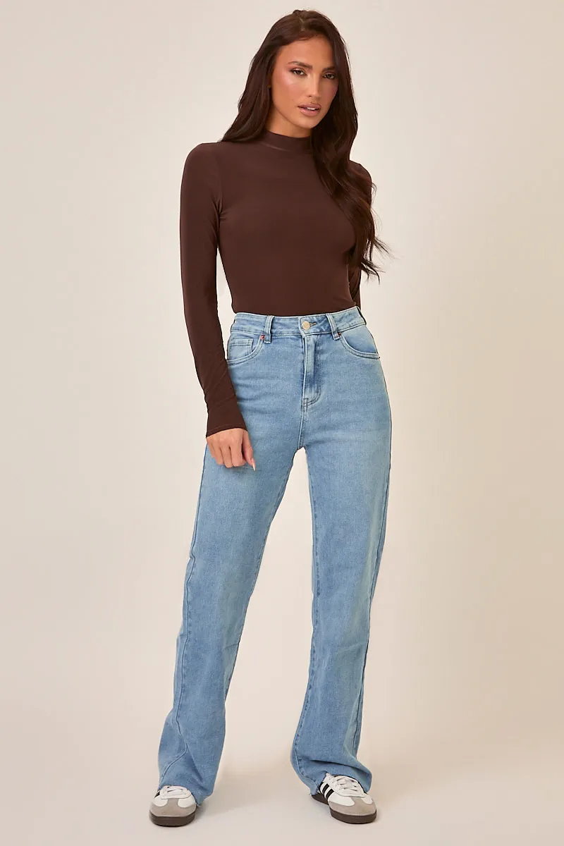 Mid Blue Stretch Frayed Hem Jeans - Scarlett