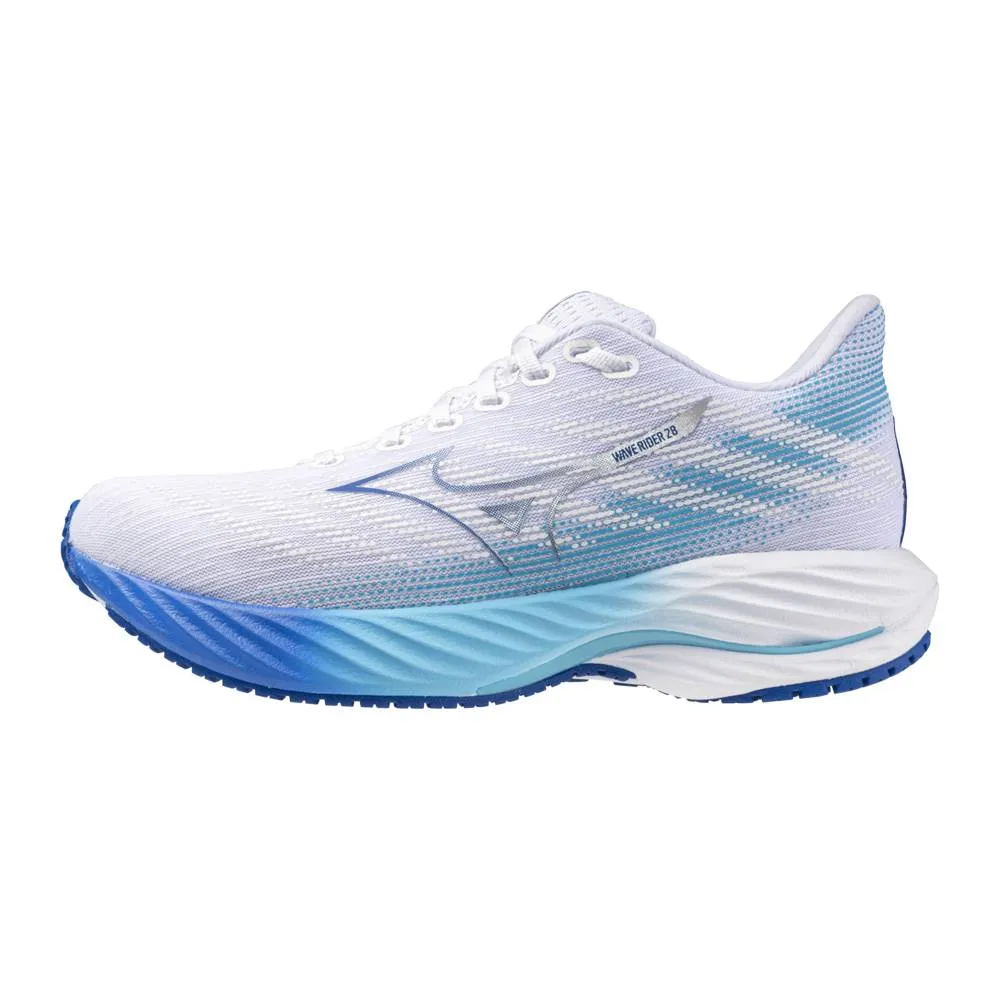 Mizuno Wave Rider 28 (Womens) - White/River Blue