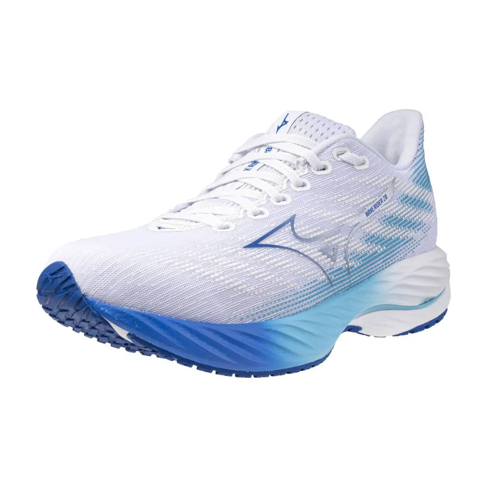 Mizuno Wave Rider 28 (Womens) - White/River Blue