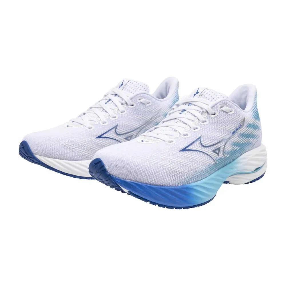 Mizuno Wave Rider 28 (Womens) - White/River Blue