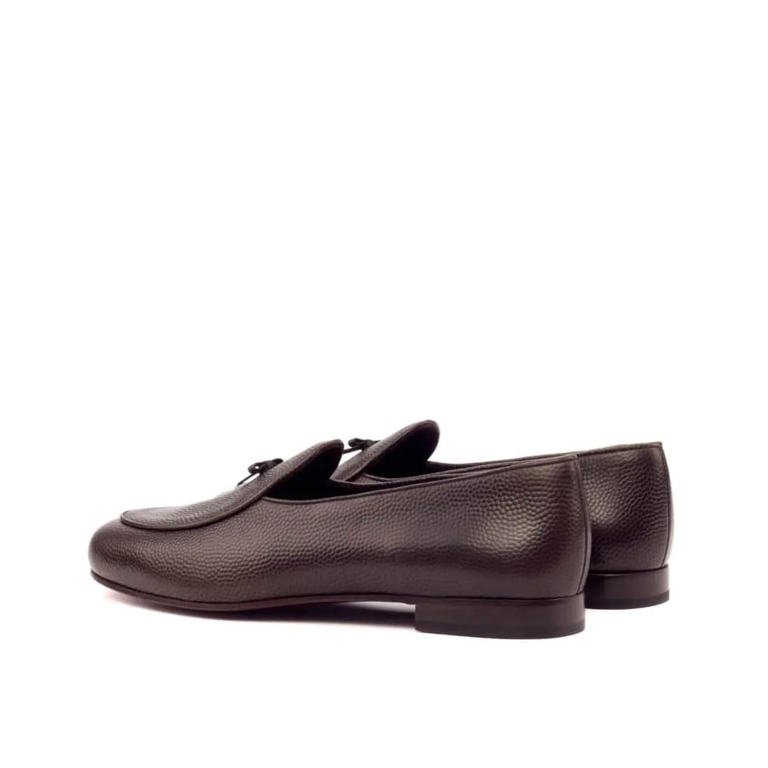 Mocassin Belge en cuir grainé marron foncé