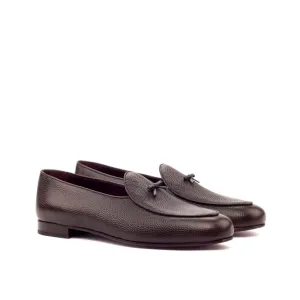 Mocassin Belge en cuir grainé marron foncé