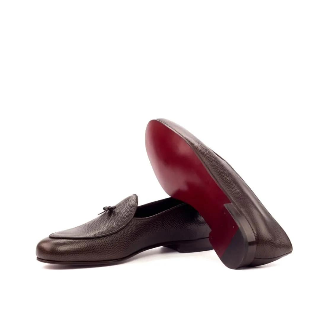 Mocassin Belge en cuir grainé marron foncé