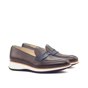 Mocassins Penny à bandeau en cuir grainé marron foncé - Semelles Sport