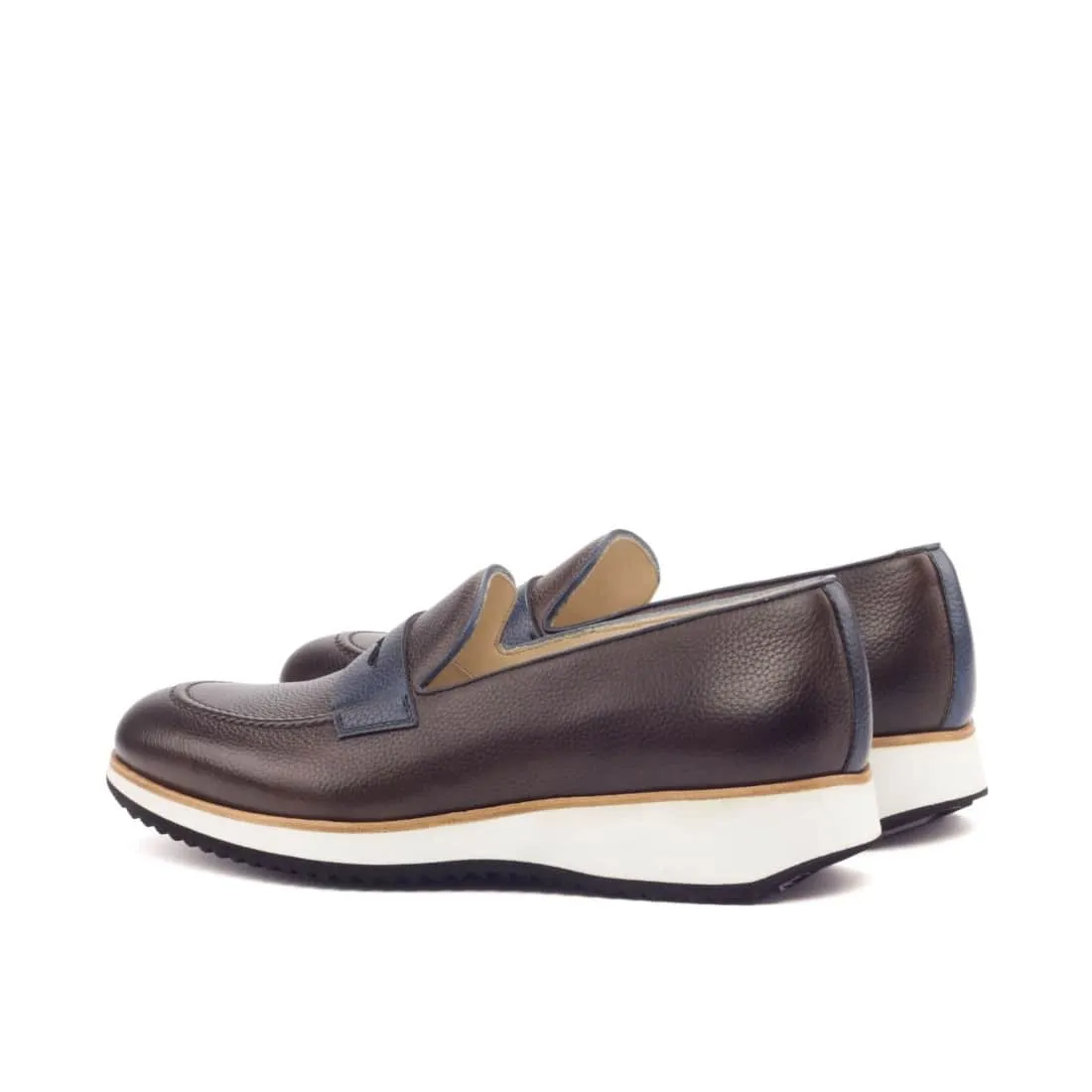 Mocassins Penny à bandeau en cuir grainé marron foncé - Semelles Sport