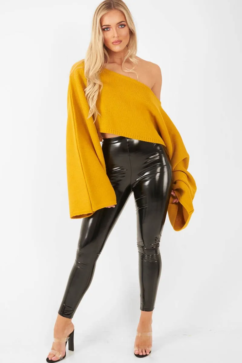 Mustard Cropped Batwing Jumper - Carmin