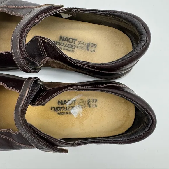 NAOT Sea Brown Leather Mary Jane Loafer Size EU 39/US 8