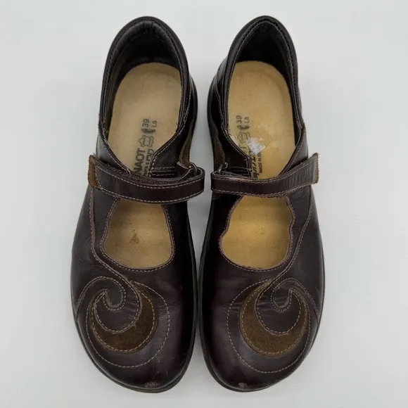 NAOT Sea Brown Leather Mary Jane Loafer Size EU 39/US 8