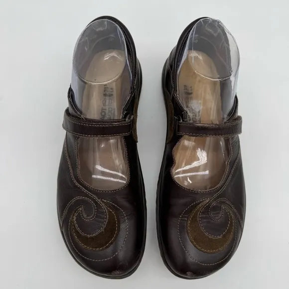 NAOT Sea Brown Leather Mary Jane Loafer Size EU 39/US 8