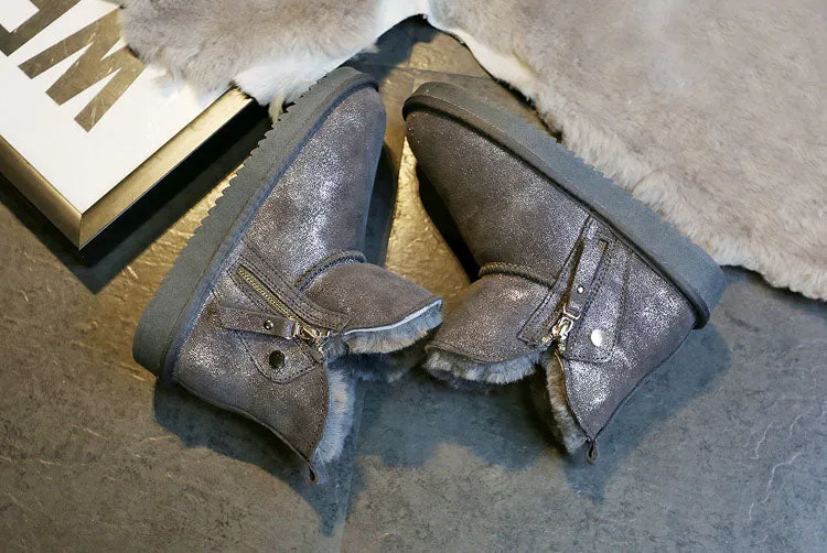 Natural Fur Genuine Leather Snow Boots Women Shoes