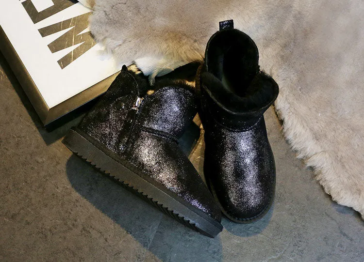 Natural Fur Genuine Leather Snow Boots Women Shoes
