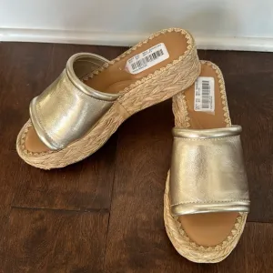 NEW $130 Dolce Vita x Anthropologie Chavi Gold Platform slides women size 8.5