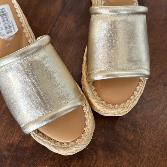 NEW $130 Dolce Vita x Anthropologie Chavi Gold Platform slides women size 8.5