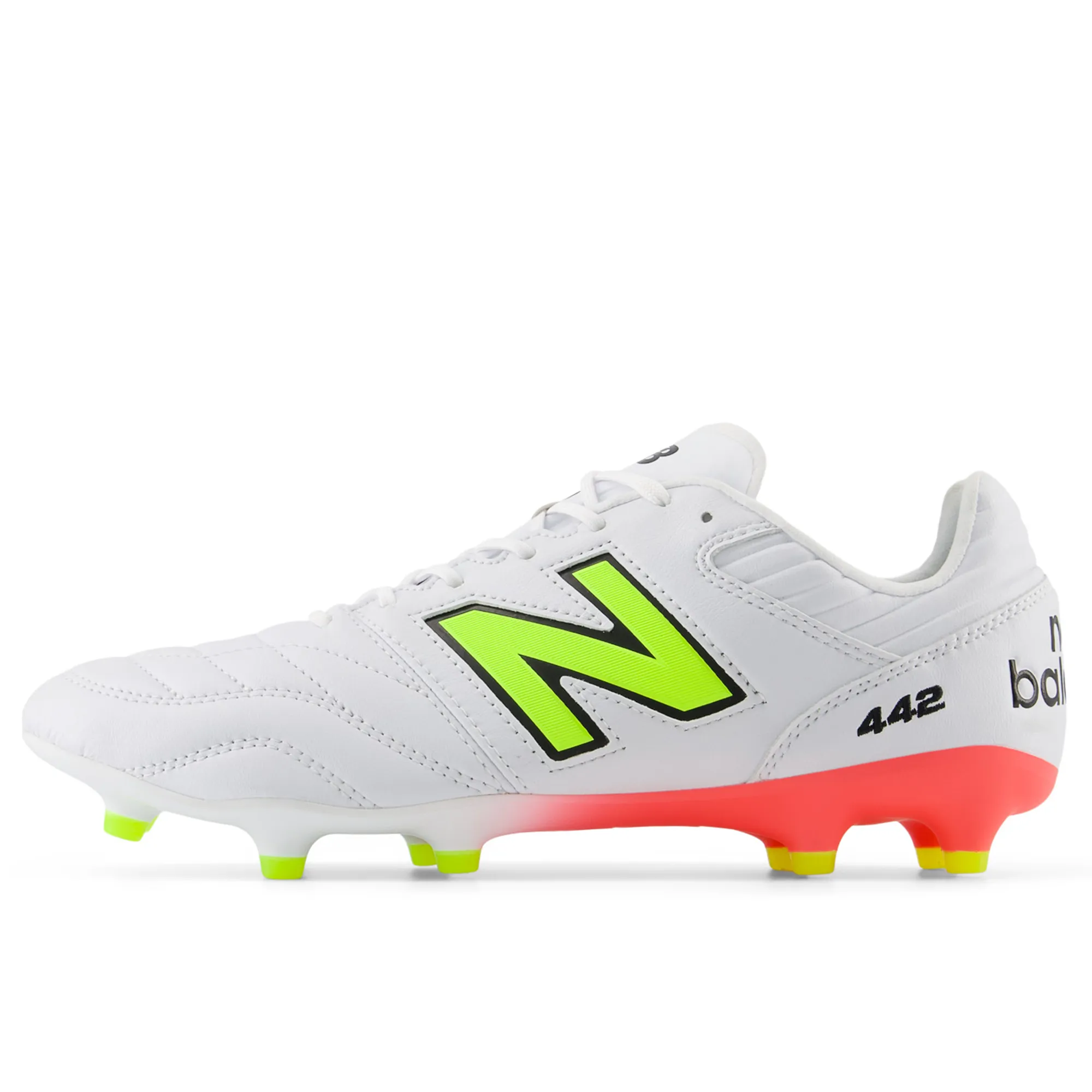 New Balance 442 v2 Pro FG Boots - White/Energy Red/Hi-Lite