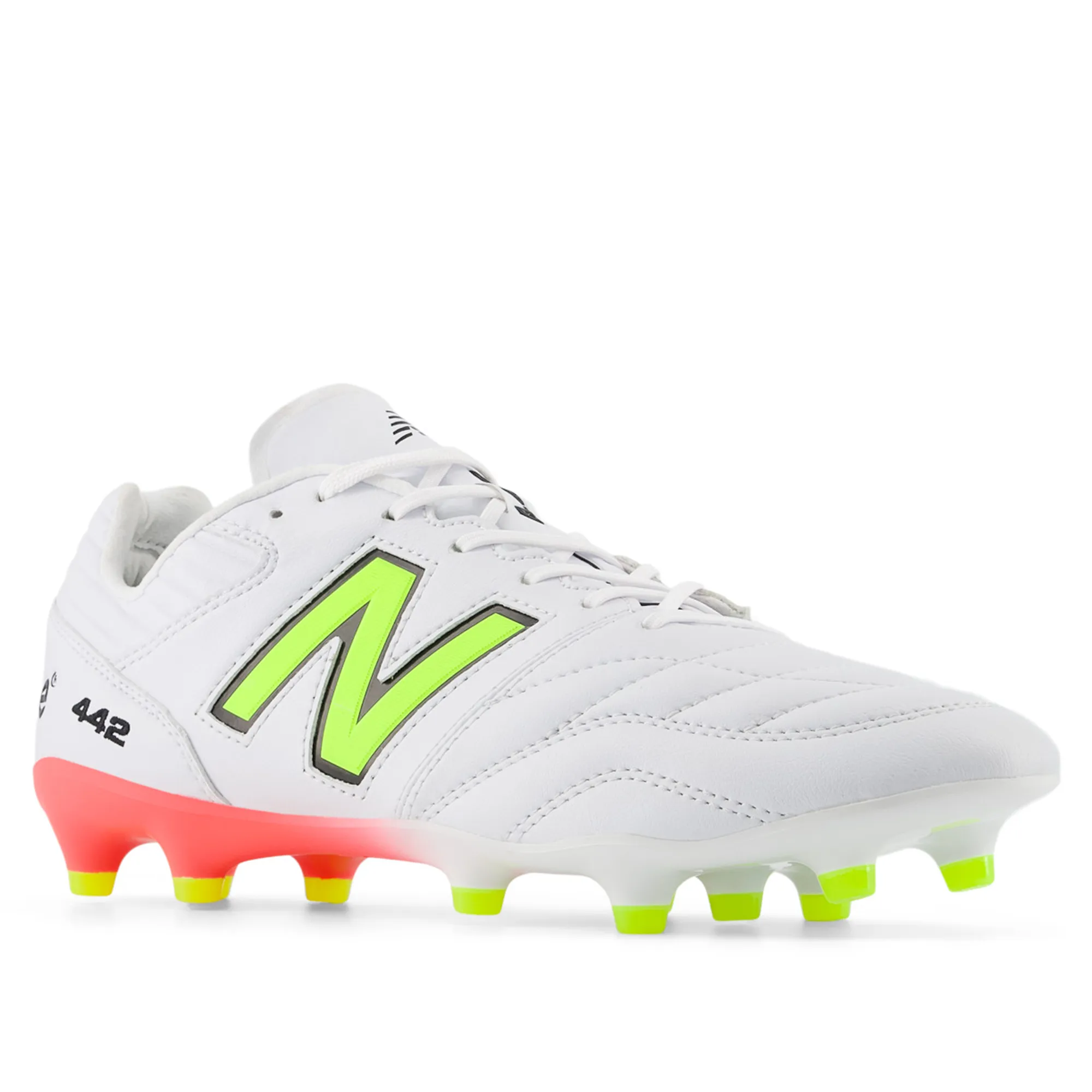 New Balance 442 v2 Pro FG Boots - White/Energy Red/Hi-Lite