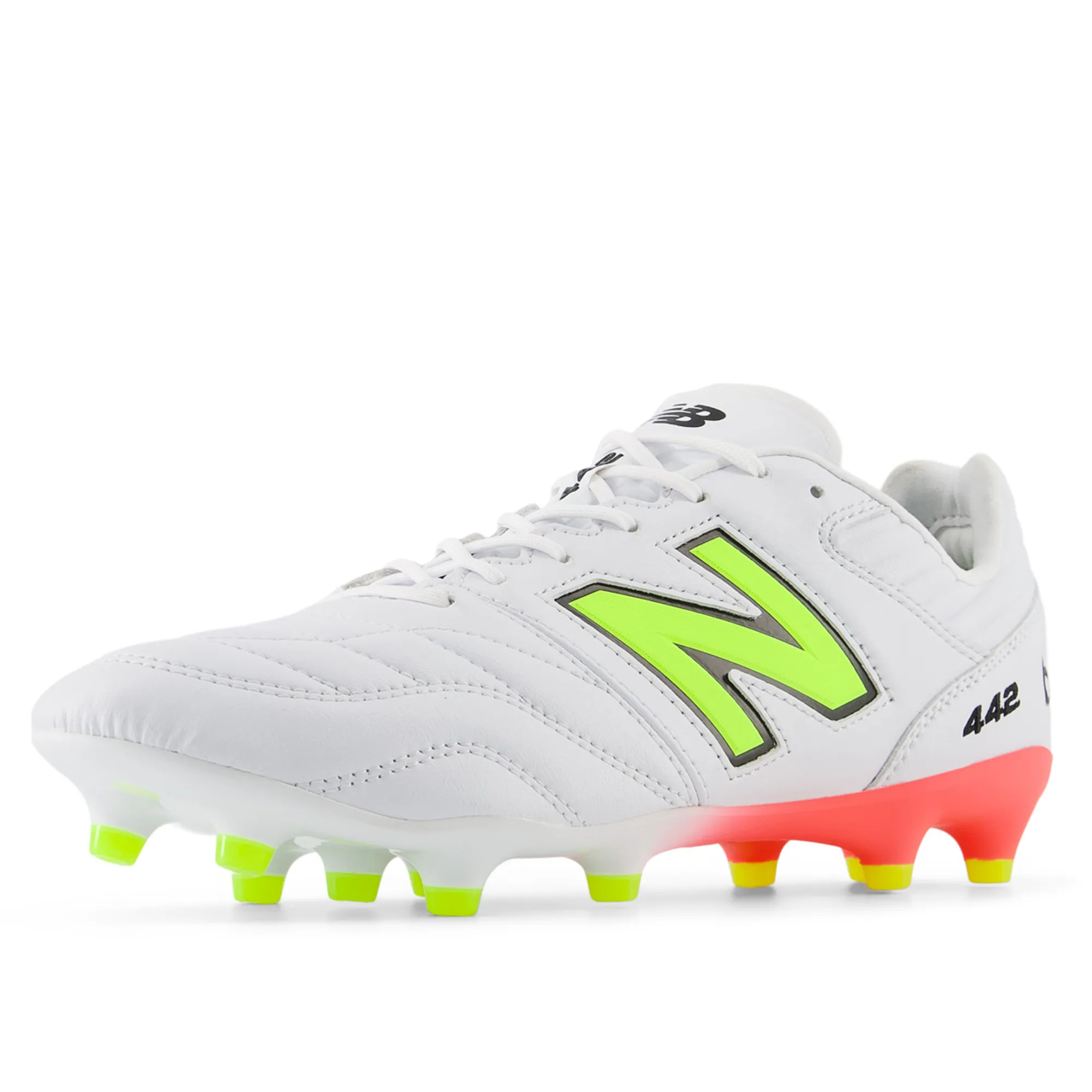 New Balance 442 v2 Pro FG Boots - White/Energy Red/Hi-Lite