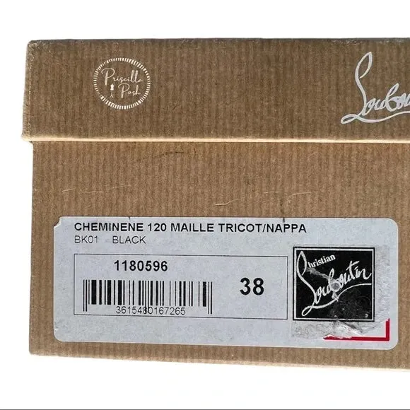 NEW Christian Louboutin Boots Cheminene 120 cutout stretch-knit sock boots Black 38