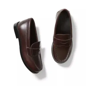 NEW • Janie and Jack • Boys Cocoa Leather penny Loafer Dark Brown 4 and 6