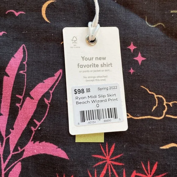 NWT Marine Layer Ryan Midi Slip Skirt Beach Wizard Print Womens Size 0