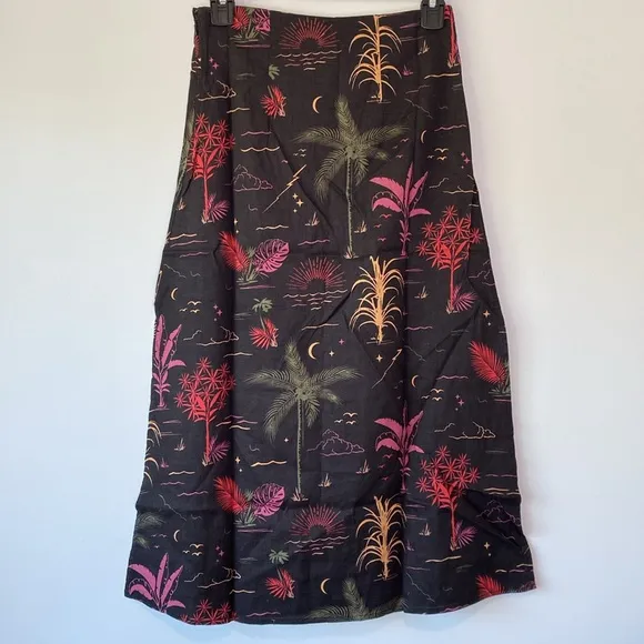 NWT Marine Layer Ryan Midi Slip Skirt Beach Wizard Print Womens Size 0