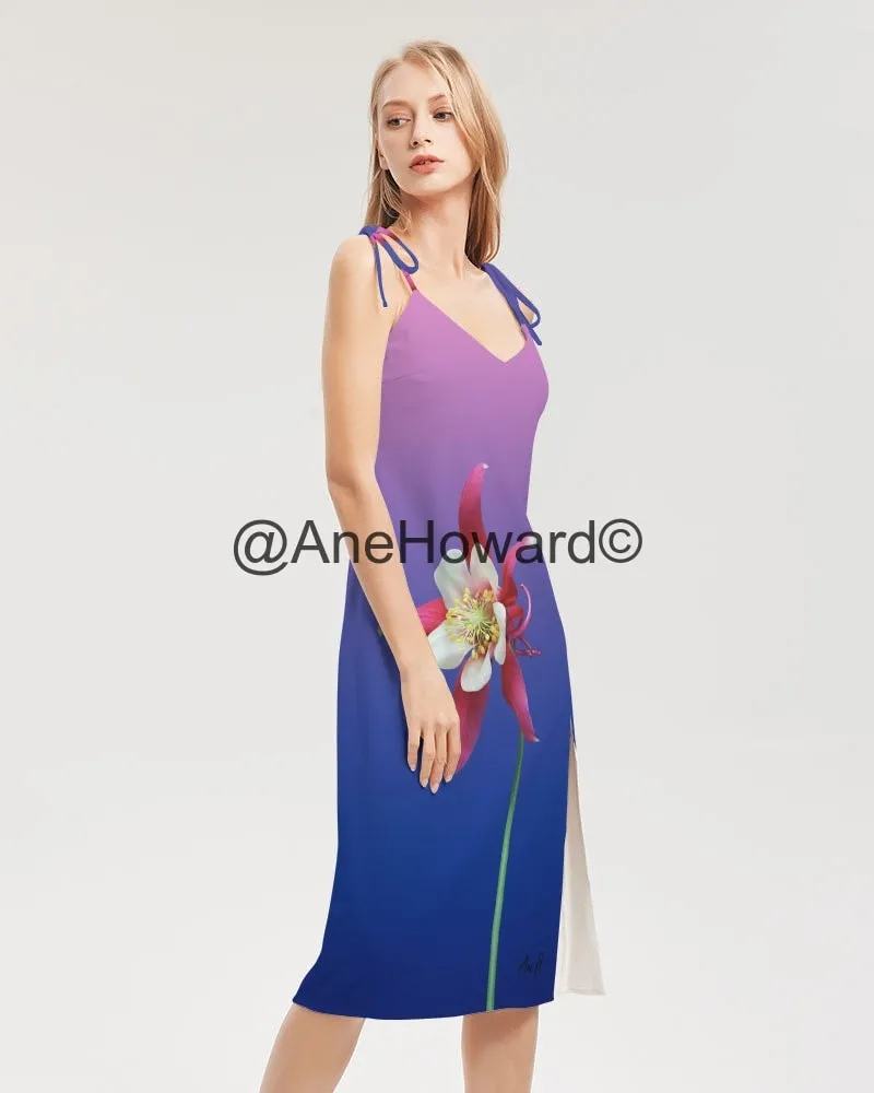 One Flower Women's Tie Strap Split Dress