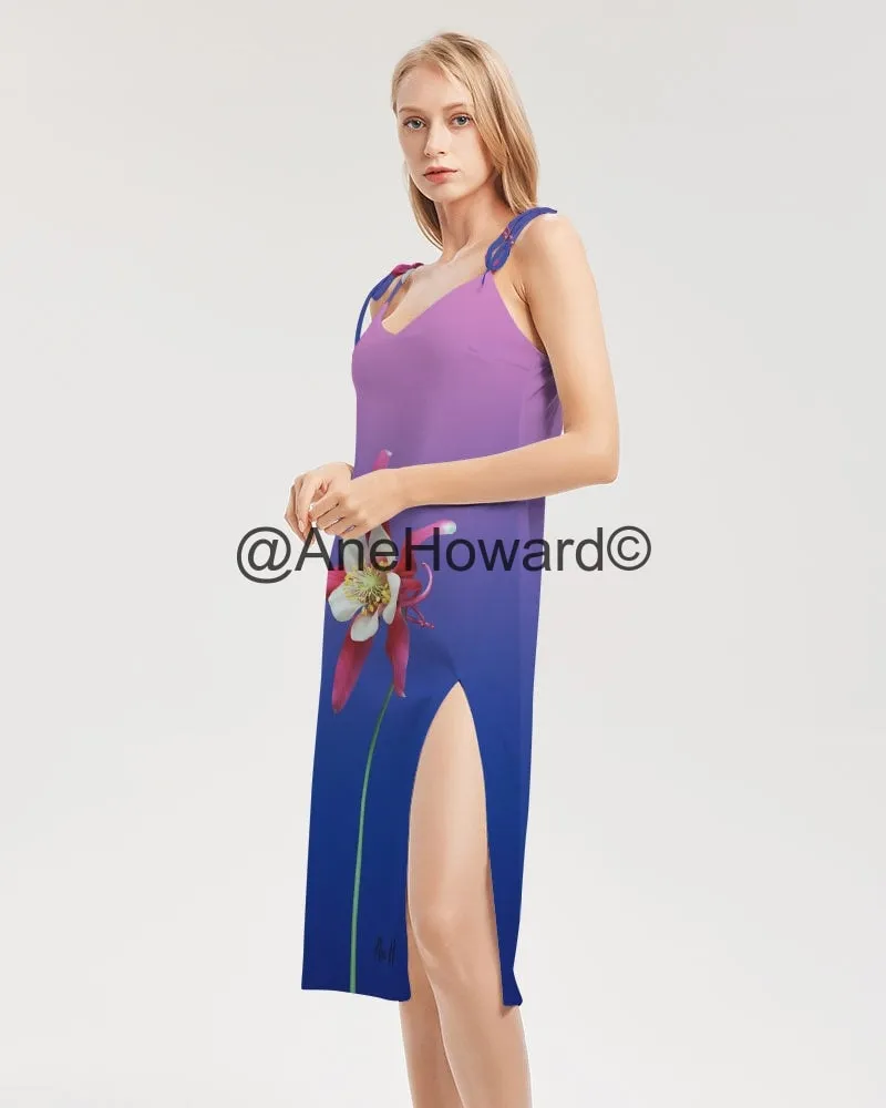 One Flower Women's Tie Strap Split Dress
