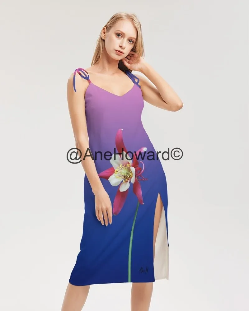 One Flower Women's Tie Strap Split Dress