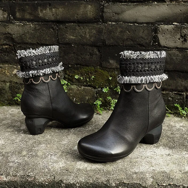 original genuine leather women's boots first layer of leather  autumn and winter new high-heeled mi