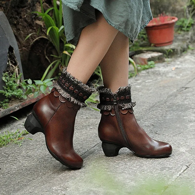original genuine leather women's boots first layer of leather  autumn and winter new high-heeled mi