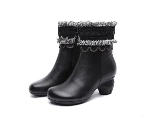 original genuine leather women's boots first layer of leather  autumn and winter new high-heeled mi