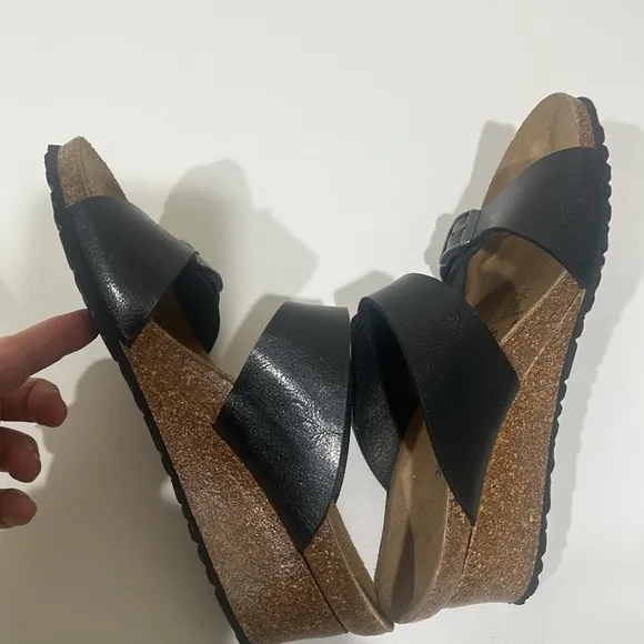 Papillio Birkenstock Dorothy Wedge Sandal Women's Size 38 / 7 Black