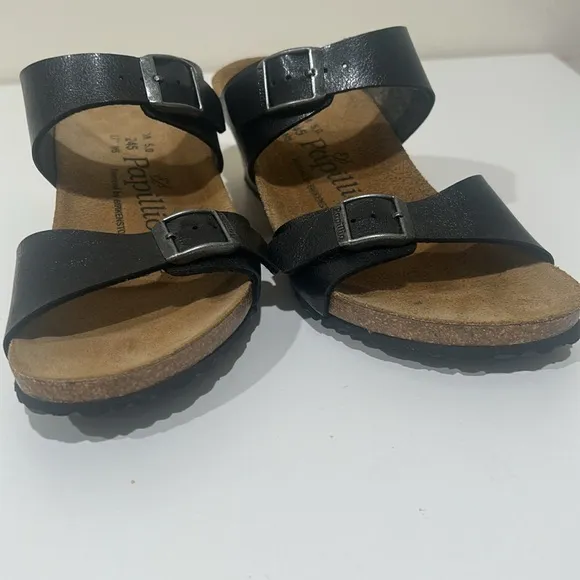 Papillio Birkenstock Dorothy Wedge Sandal Women's Size 38 / 7 Black