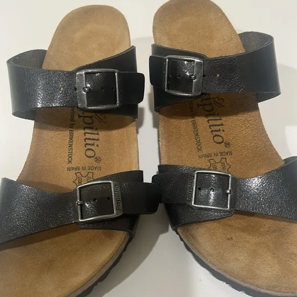 Papillio Birkenstock Dorothy Wedge Sandal Women's Size 38 / 7 Black