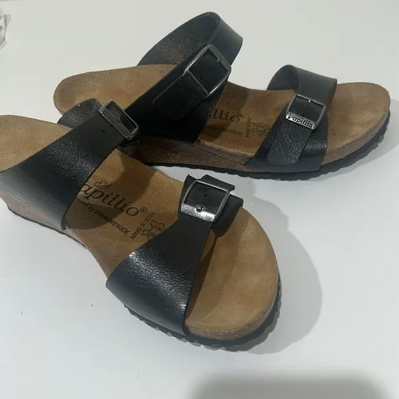 Papillio Birkenstock Dorothy Wedge Sandal Women's Size 38 / 7 Black