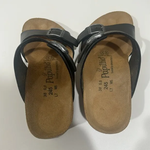 Papillio Birkenstock Dorothy Wedge Sandal Women's Size 38 / 7 Black