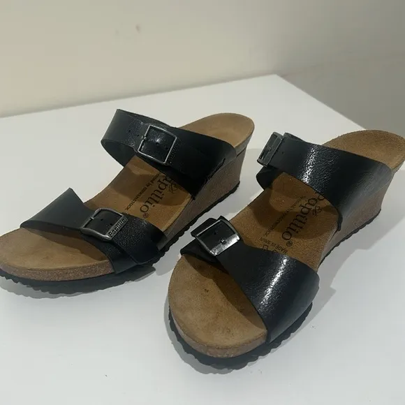 Papillio Birkenstock Dorothy Wedge Sandal Women's Size 38 / 7 Black