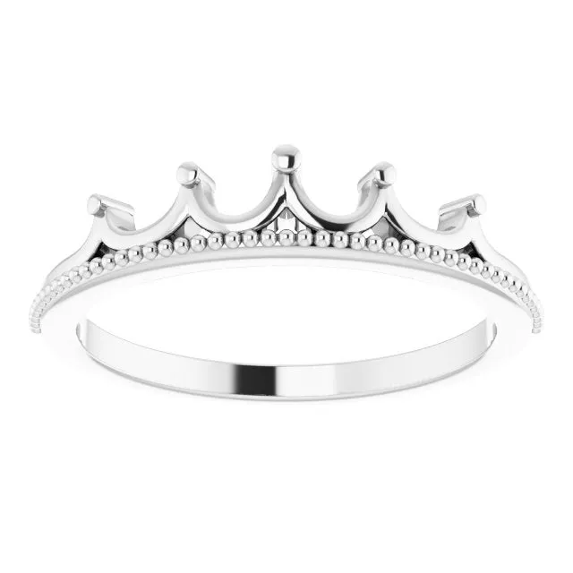 Platinum Stackable Crown Ring