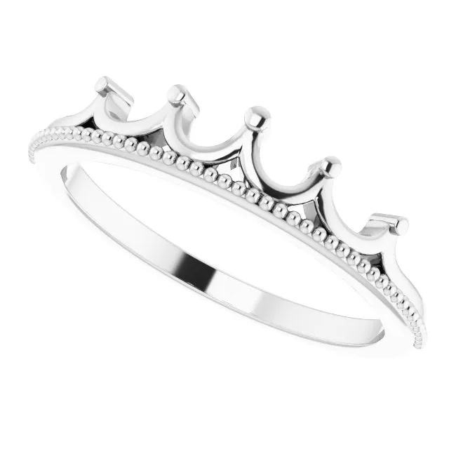 Platinum Stackable Crown Ring