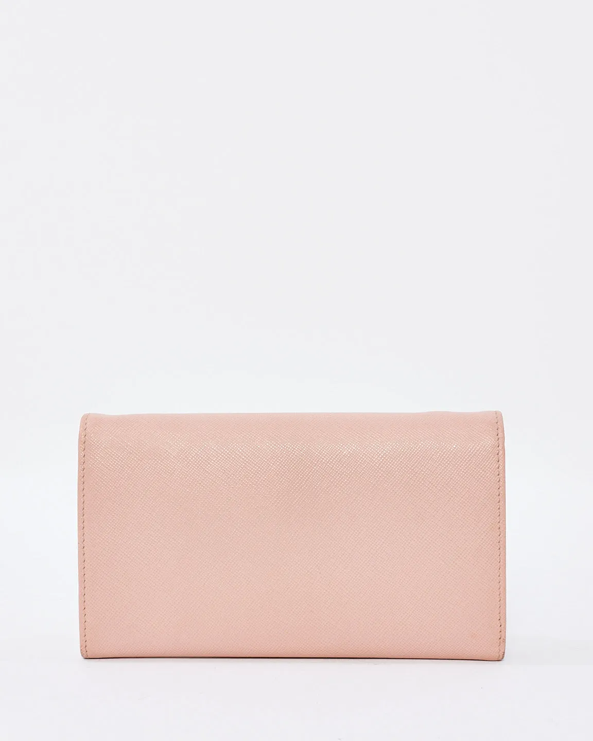 Prada Pink Saffiano Leather Bow Wallet On Chain